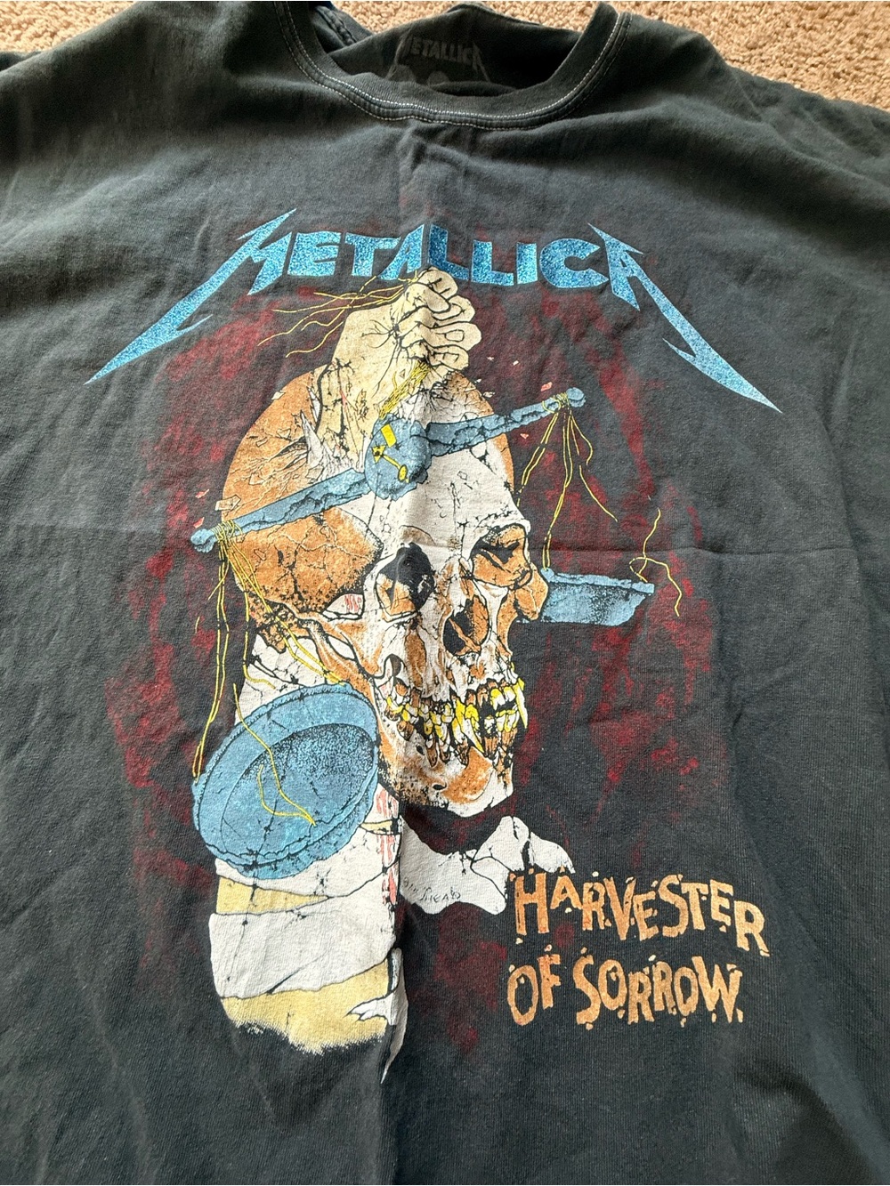 Metallica Navy/Grey Tee with Faded Light Blue Print - Picture 2 of 4